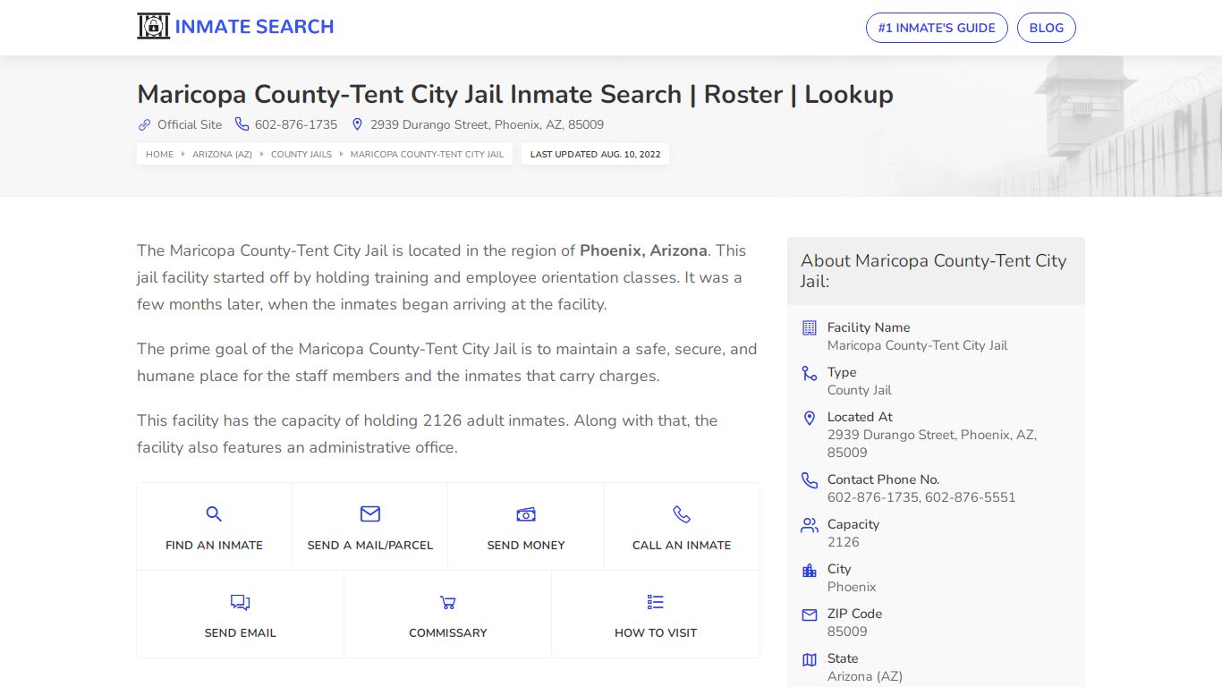 Maricopa County-Tent City Jail Inmate Search | Roster | Lookup