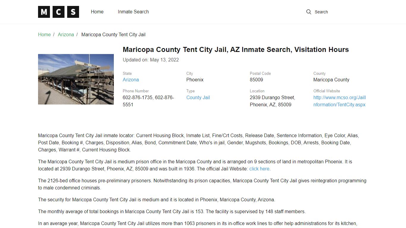 Maricopa County Tent City Jail , AZ Inmate Search ...